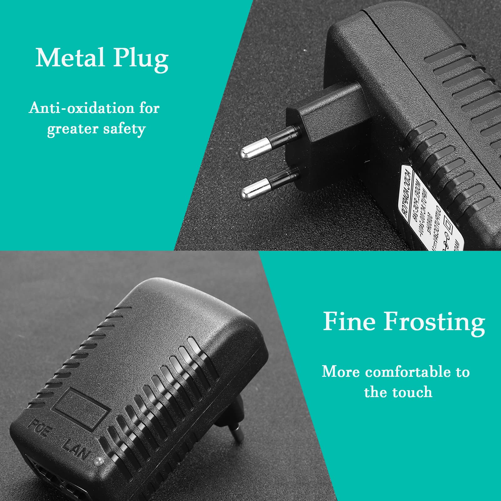 Iniettore POE con presa a muro, alimentatore adattatore di rete DC 24V 1A, presa POE, presa a muro Power Over Ethernet, adattatore Ethernet Adattatore di rete adattatore POE, per dispositivi Bluetooth
