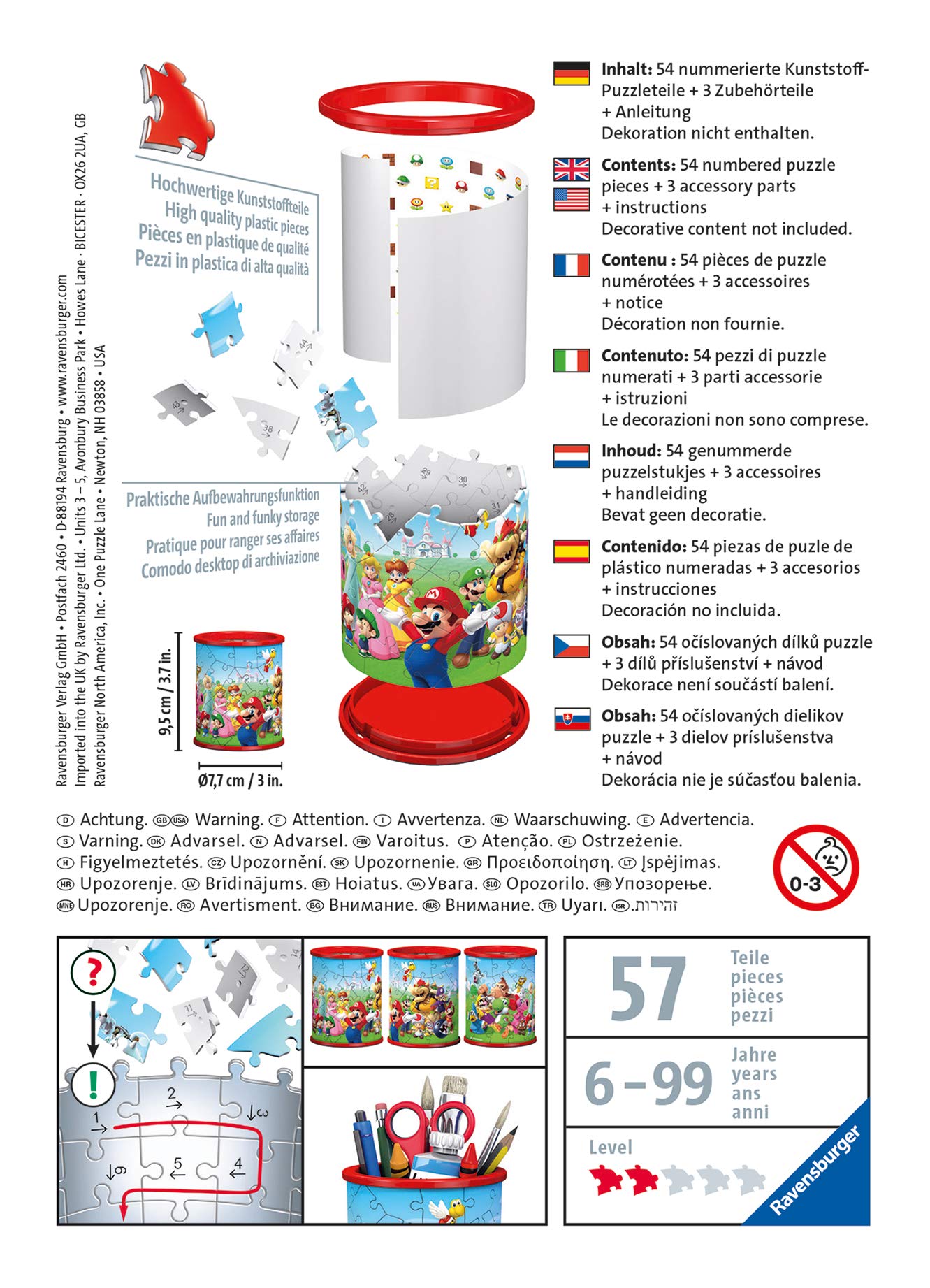 Ravensburger Puzzle 3D 11255 Ravensburger Przybornik Super Mario 54 Elementy Puzzle 3D (11255) Dla Dzieci I Dorosłych. Technologia Easy Click - Każdy Element Pasuje Idealnie