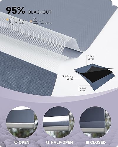 Miniatura 5 de Graywind - Persianas motorizadas con líneas horizontales de cebra, eléctricas, filtrado de luz, cableadas y enchufe, compatibles con Alexa, Google,