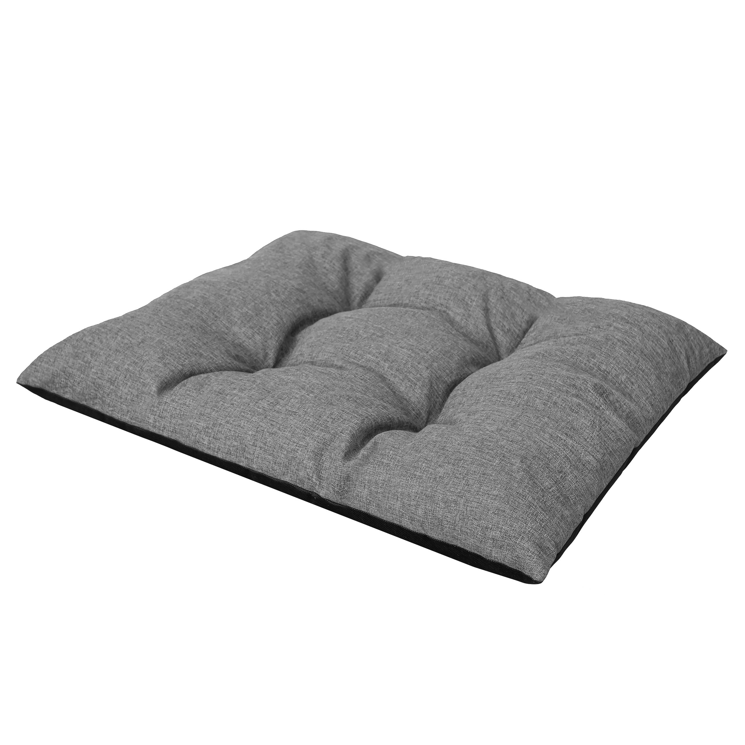 DOGGY Cama para perros, cojín para perros con aspecto de lino, fácil de limpiar, bordes elevados, M, para perros pequeños, 84 x 65 cm, grafito
