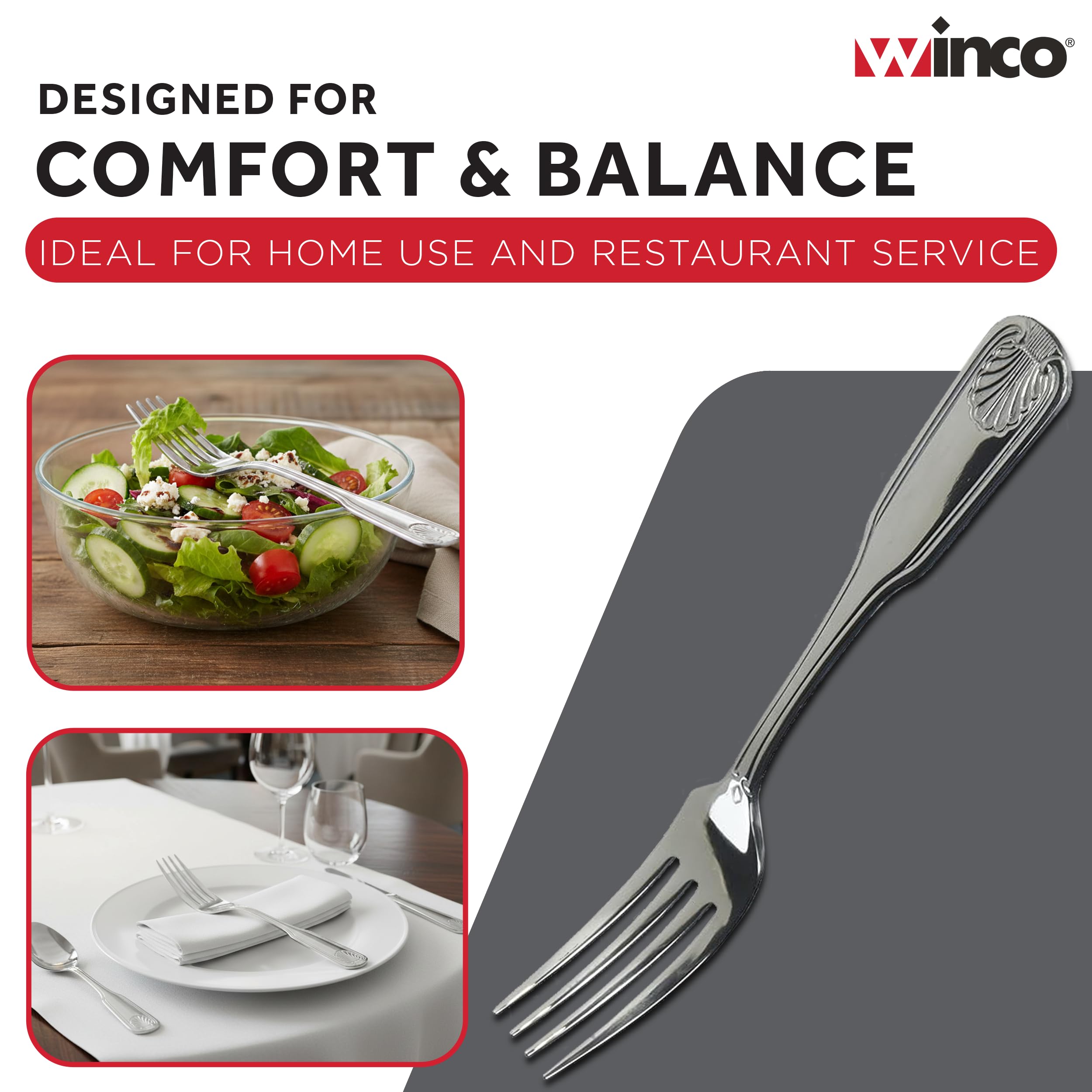 Winco St 12-Piece Toulouse Dinner Fork Set, 18-0 Extra Heavy Weight Stainless Steel, Silver — Amazon image 6