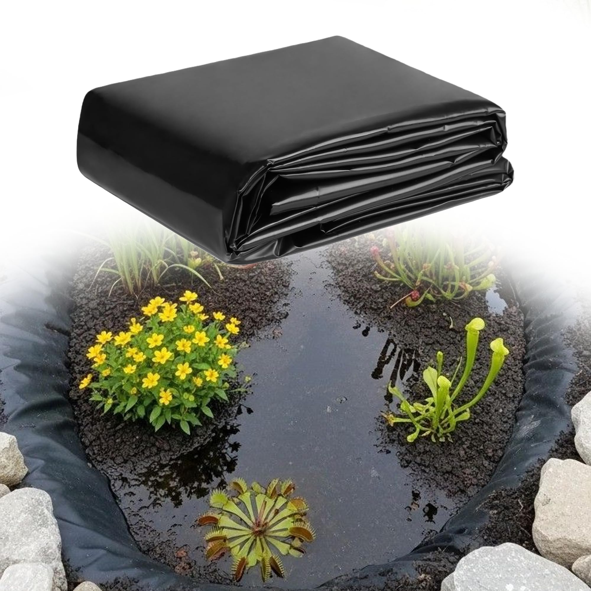 Liner Bassin Jardin Durable de Qualité - Bâche de Bassin Noire 200 x 300 cm