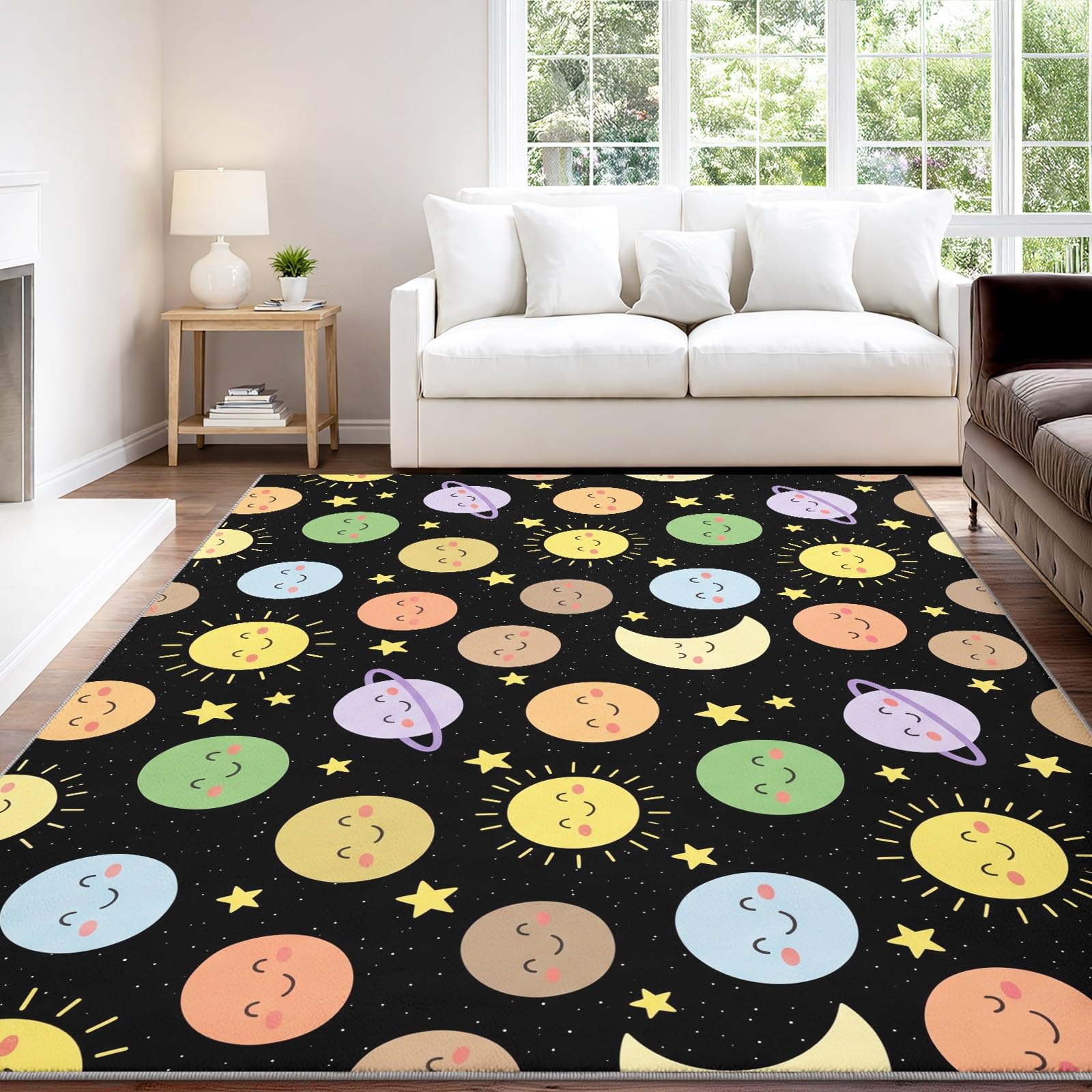 Nadruk duży dywan 80 x 150 cm salon kosmos kreskówka