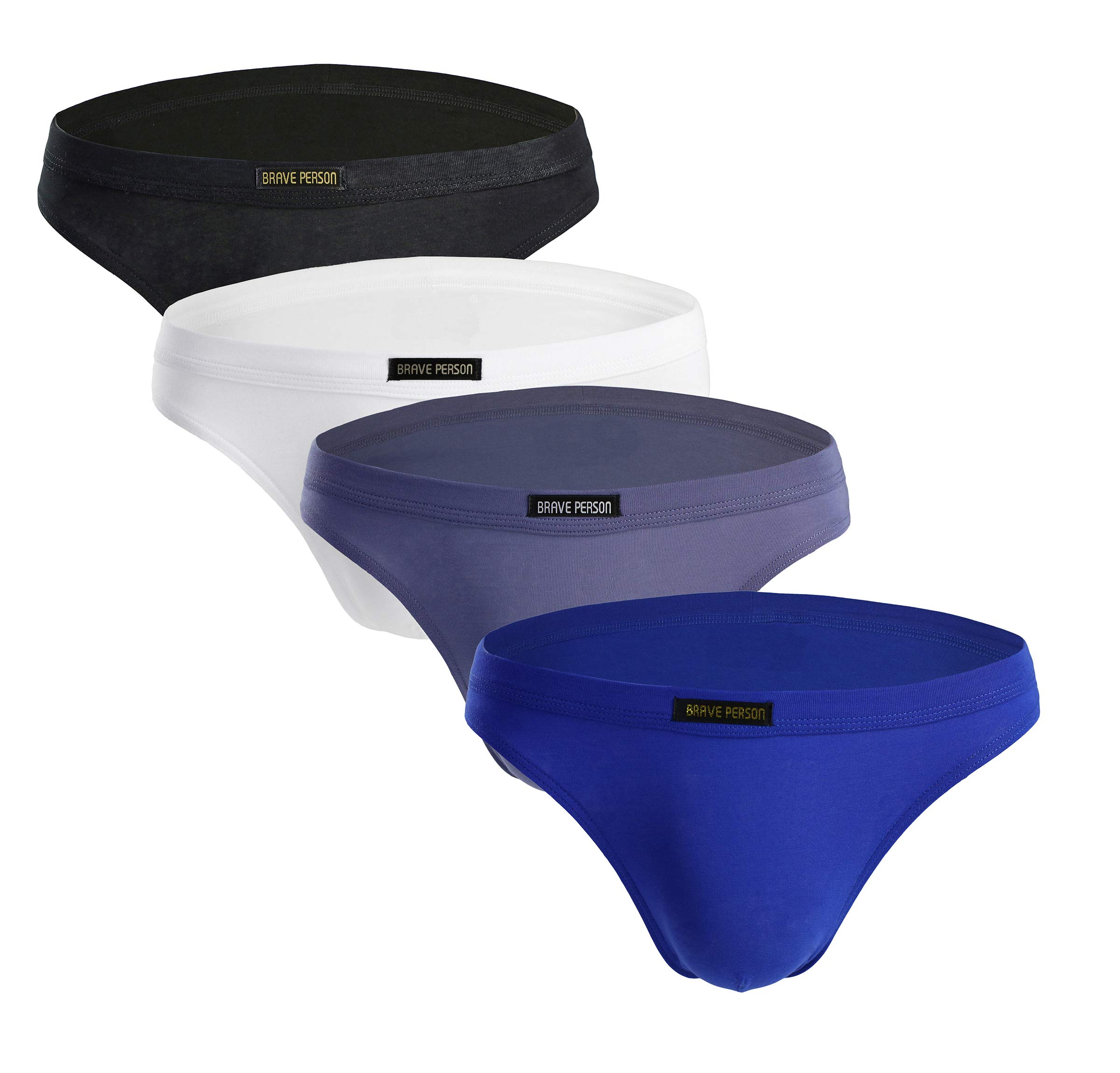 TESOONMens Cotton Bikini Briefs Sexy Low Rise Underwear 4 Pack Multicolor