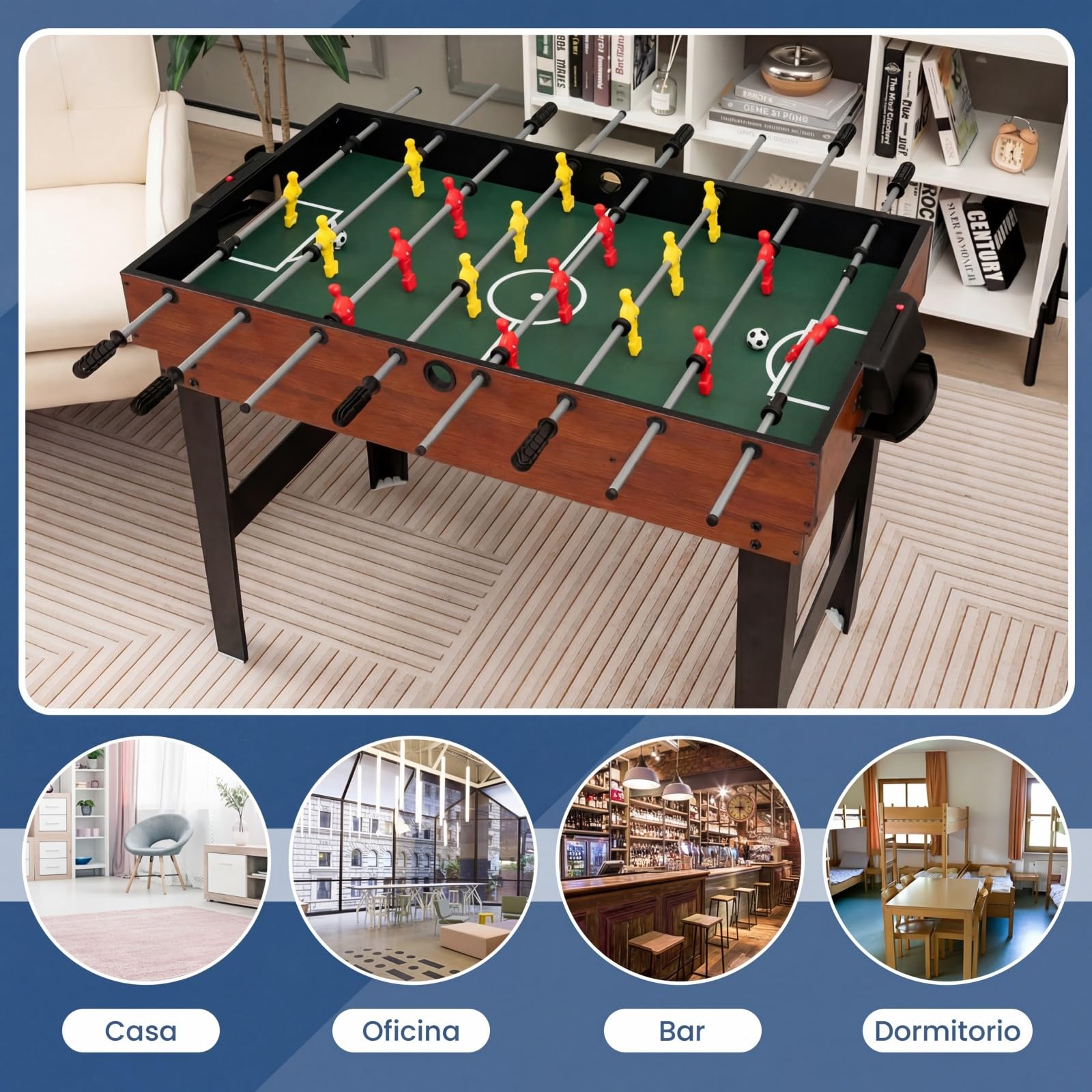 COSTWAY Futbolin, Billar, Hockey, Mesa de Tenis, 4 en 1 Mesa de Multijuegos con Patas y Accesorios, Futbolines para Niños y Adultos para Sala de Juegos, Bares, 125 x 97 x 83 cm