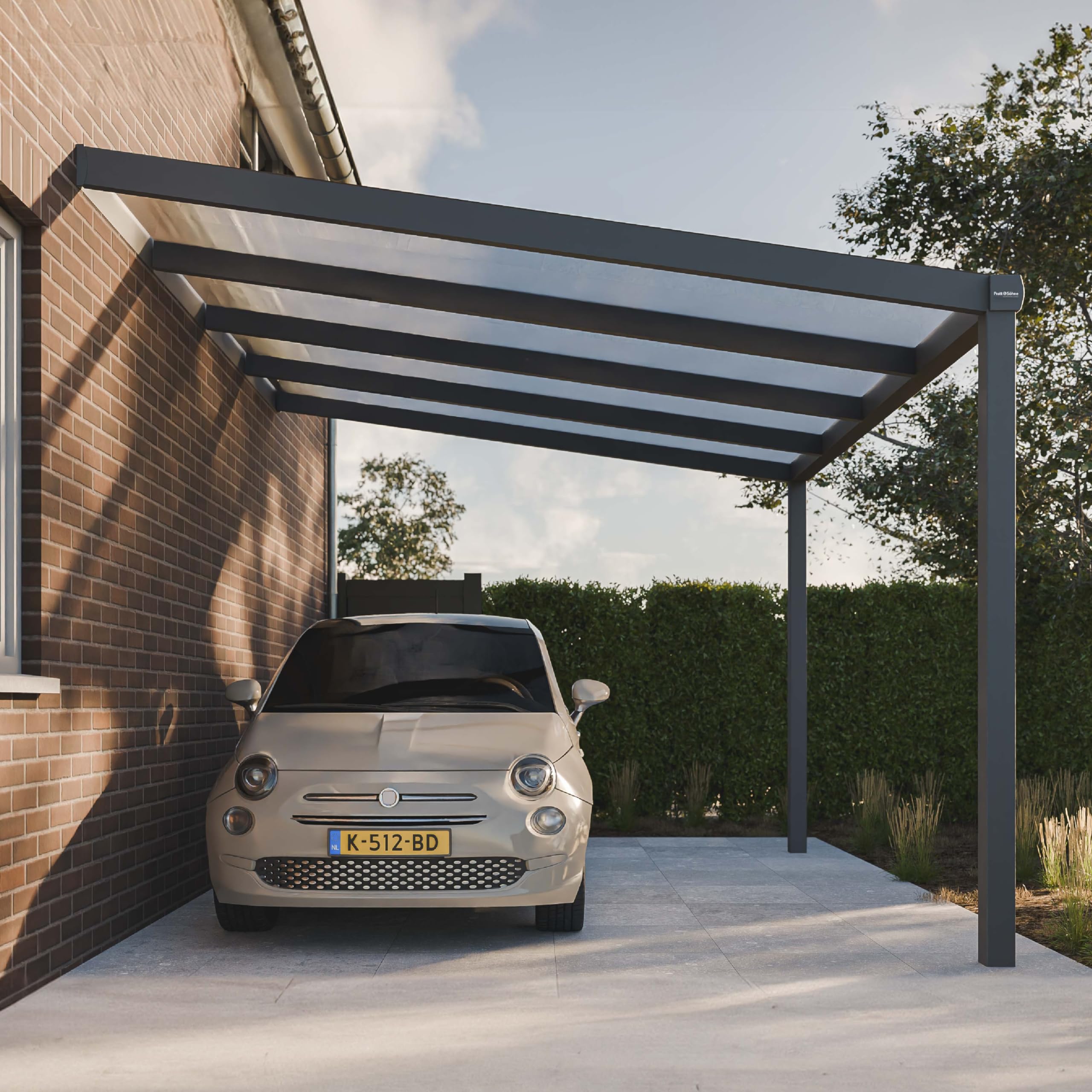 Pratt & Söhne Carport aus Aluminium 406 x 357 x 285 cm - Autoüberdachung inkl. Hohlkammerplatten - Garage Unterstand Terrassenüberdachung - Pergola Veranda - Anthrazit