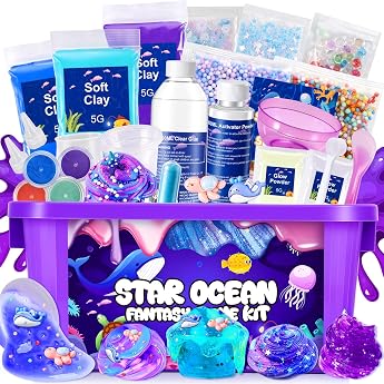 iKidiki Schleim Kinder Galaxy Ozean Schleim Selber Machen Set Spielzeug ab 6 7 8 9 10 11 12 Jahre M dchen Jungen DIY Slime Kindergeburtstag Geschenk M dchen 6-12 Jahre Slime Set zum Selbermachen