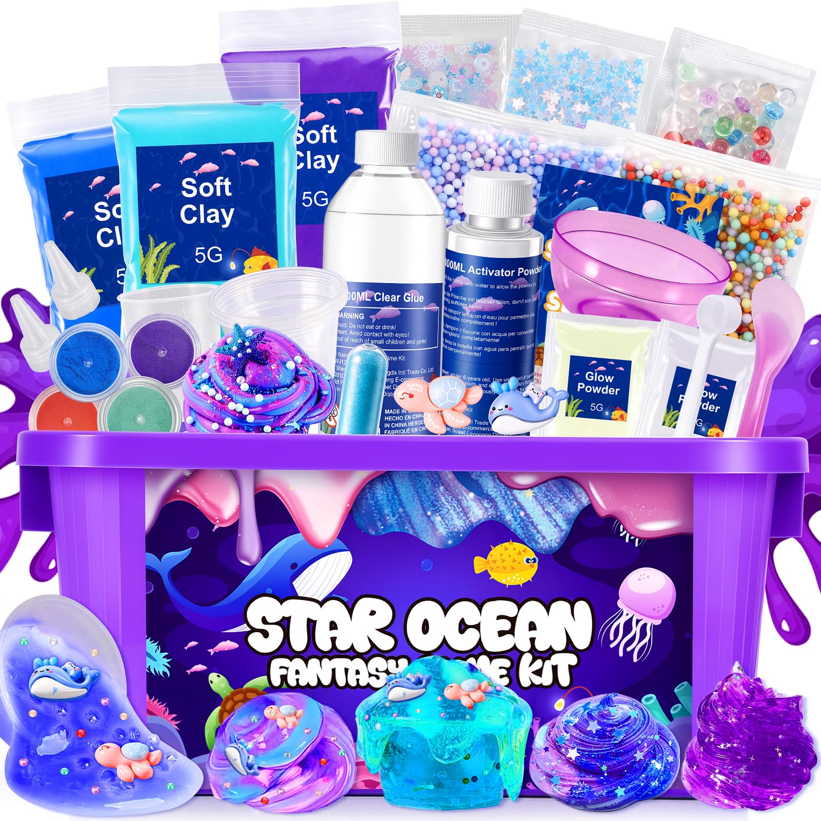 iKidiki Slime Enfant, Jouet Fille 6 7 8 9 10 11 12 Ans Galaxy Slimes Cadeau Fille 6 7 8 9 10 11 12 Ans Slime Fluffy Jouet Garcon 6-12 Ans Slimes Kit Activite Manuelle Filles 6-12 Ans
