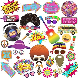 70s Photo Booth Props, 41pcs Disco Photo Booth Props, 70s Party Decorations by Tvorvik, Disco Party Decorations, Groovy Photo Booth Props for 70s Party, Disco Party