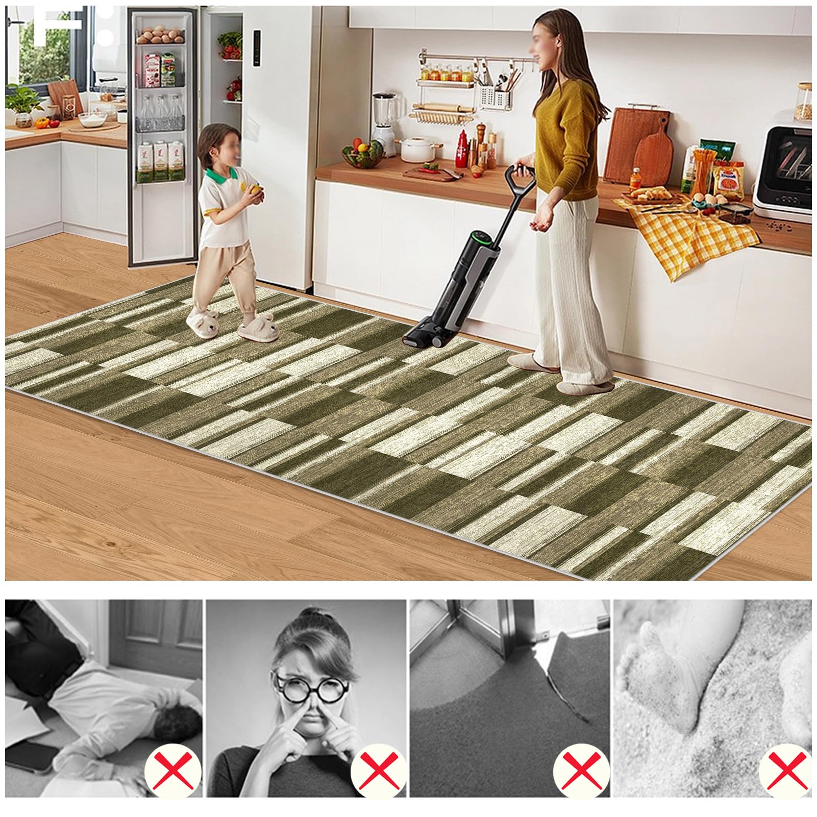 Długi dywan do przedpokoju Dywan Kuchnia Zmywalny Antypoślizgowy Dywan Korytarz 100 x 350 cm Dywan Jadalnia Przedpokój Mata Wejście Na zewnątrz Wewnątrz Wycieraczka Chłonne Dywaniki