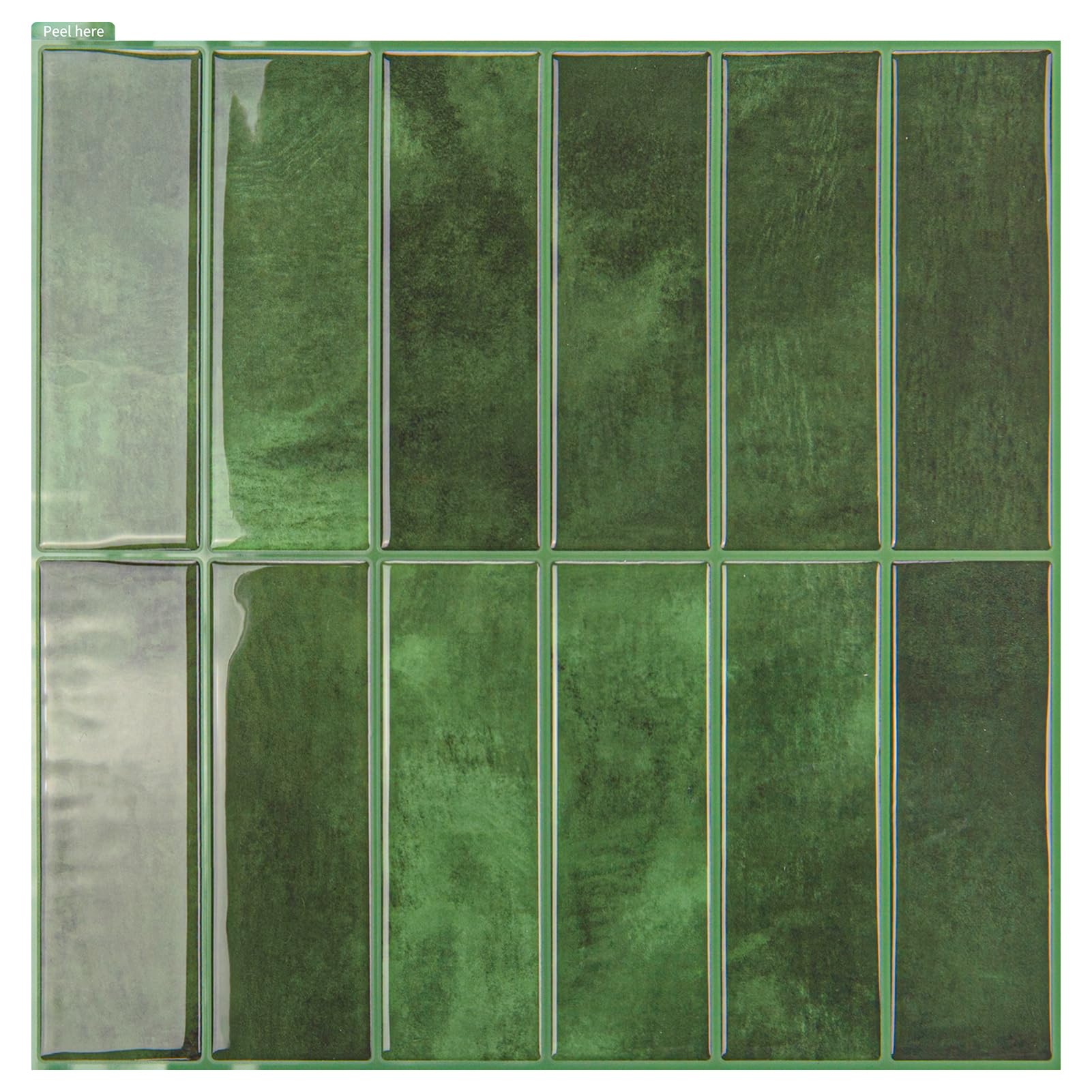 Art3d 10-Sheet Peel and Stick Splashback Metro Tiles 30x30cm, Self Adhesive Wall Tiles Stickers for Kitchen Bathroom Living Room Stick on Tile, Rectangle Light Green