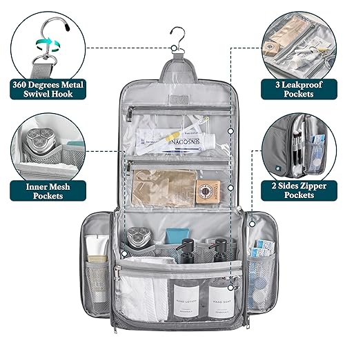 Miniatura 3 de PAVILIA Neceser colgante grande, bolsa de viaje para mujeres y hombres, organizador de cosméticos, bolsa de maquillaje resistente al agua,