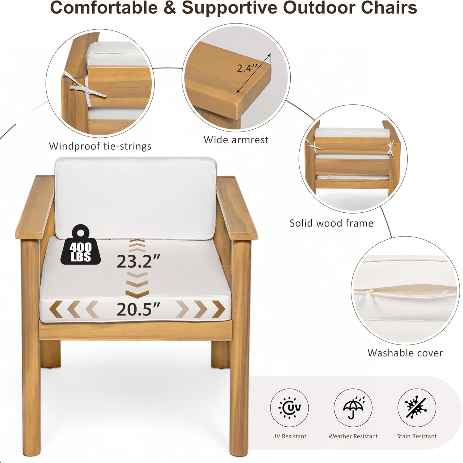 7-Piece Patio Dining Table Set for 6, Outdoor Furniture Sets with 72.8" Rectangle Table and Removable Cushions for Backyard, Garden, Poolside Deck (Beige+Light Teak)
