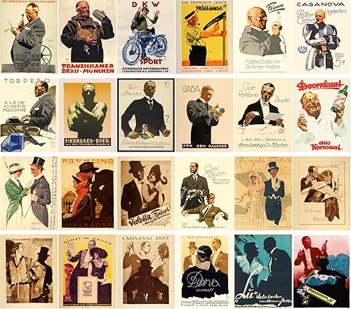 Miniatura 10 de Calcomanías grandes (24 piezas de 2.5 x 3.5 pulgadas) increíbles paisajes y gente hermosa, ilustración de arte de pared vintage