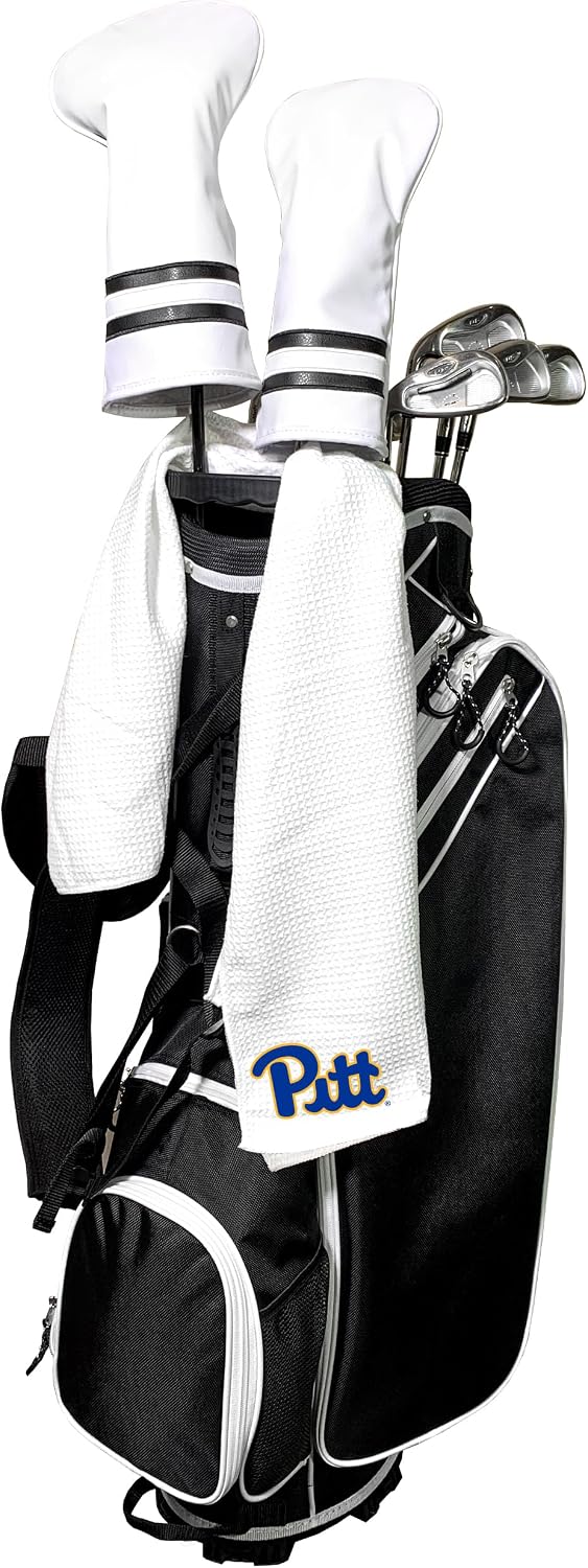 Team Golf NCAA NCAA Microfiber Towel - 16" X 40" (White) with Carabiner Clip, Premium Microfiber with Deep Waffle Pockets- Superior Water Absorption and Quick Dry Golf Cleaning Towel