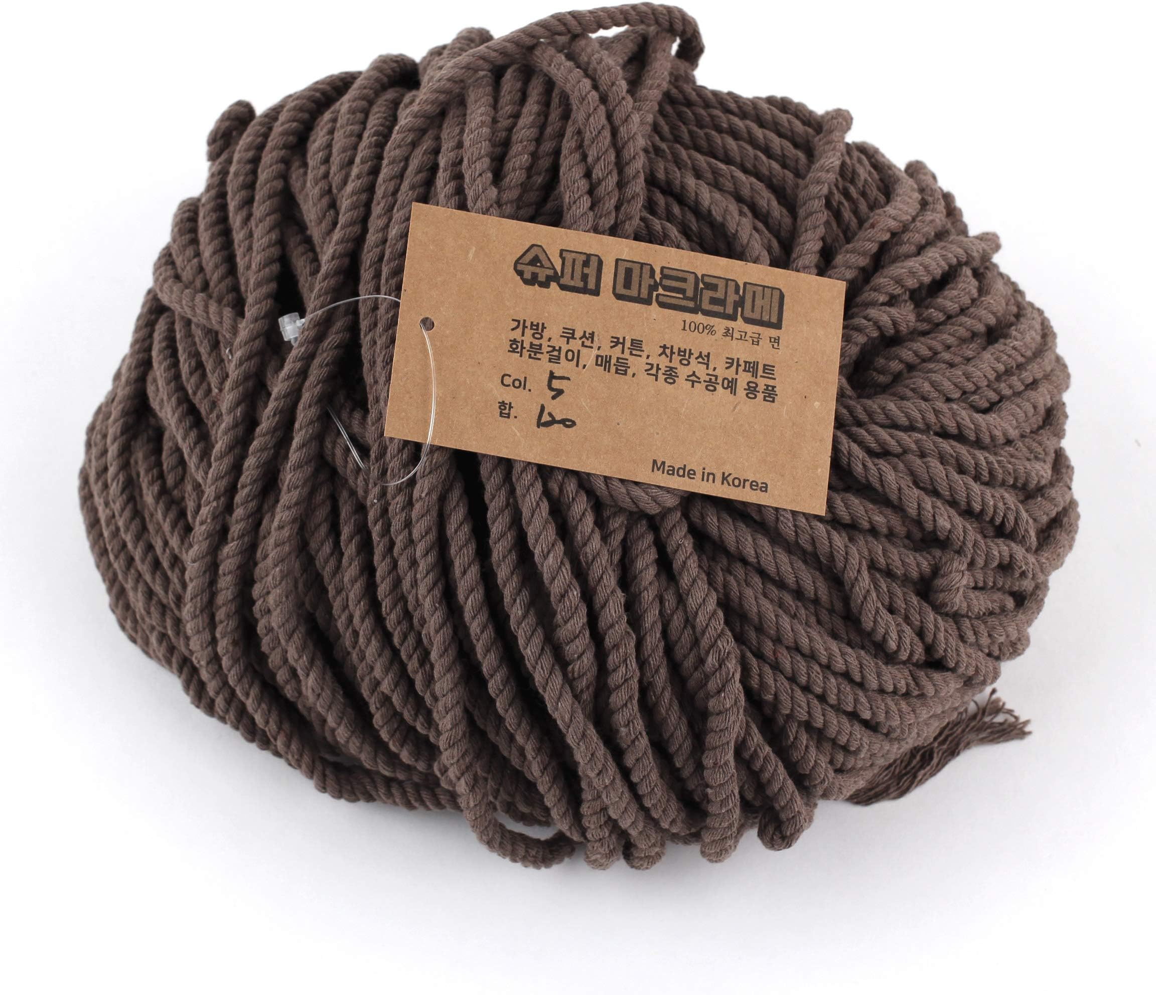 Super Macrame Cord 5mm x 87yd (80m) Cocoa Color Natural Cotton Handmade Wall Hangings Plant Hanger Crochet Dream Catcher DIY Craft Rope