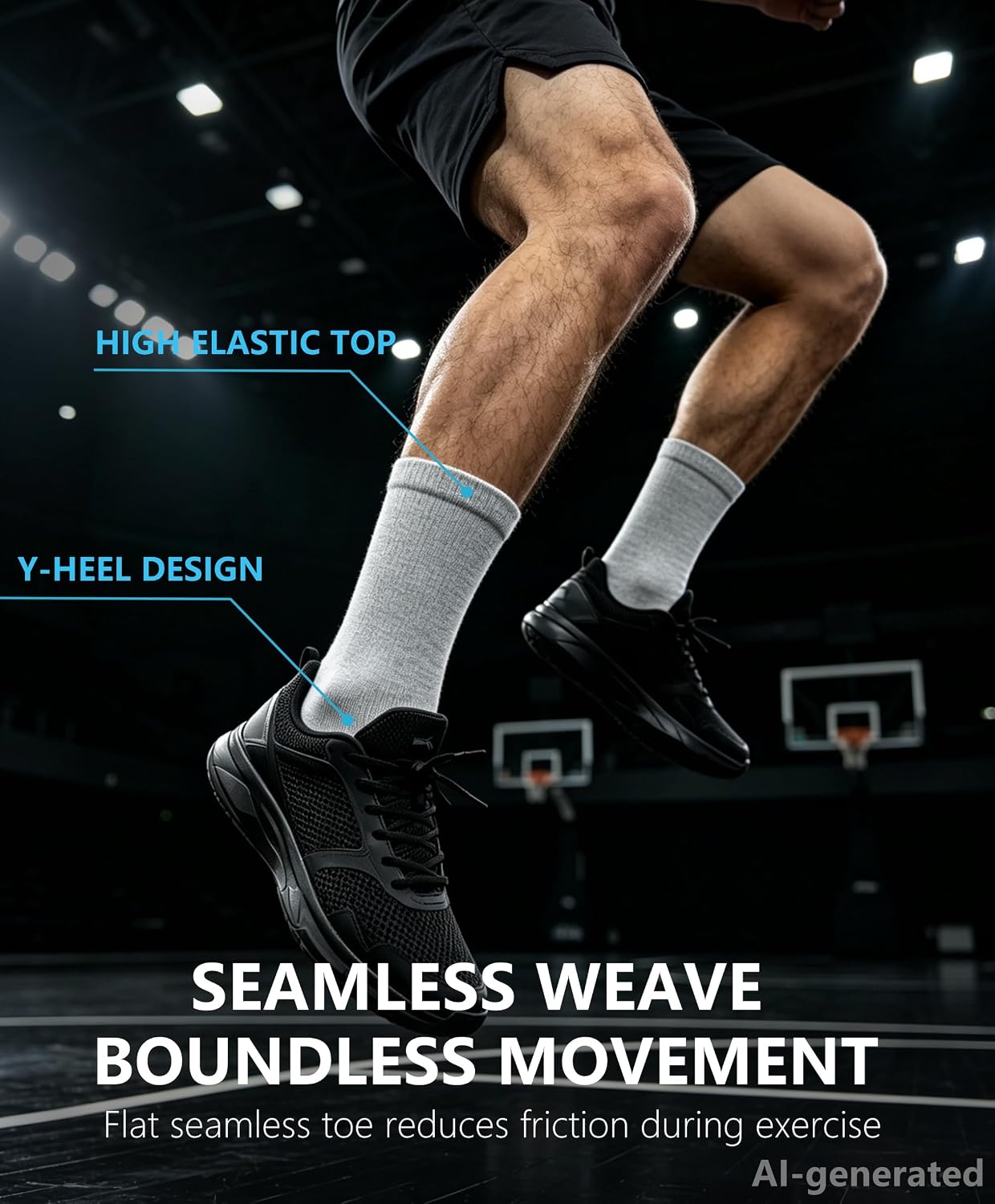 Duufin 12 Pairs Men's Crew Socks Mid Calf Casual Workout Gym Plain Crew Athletic Socks for Men
