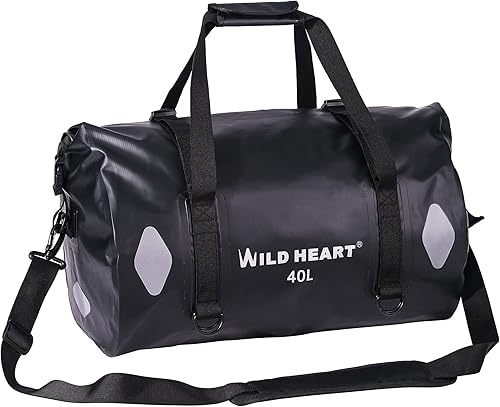 Miniatura 1 de WILD HEART Bolsa de lona impermeable 20L 30L 40L con costuras soldadas correas de hombro, bolsillo de malla para kayak, camping, barco, bicicleta,