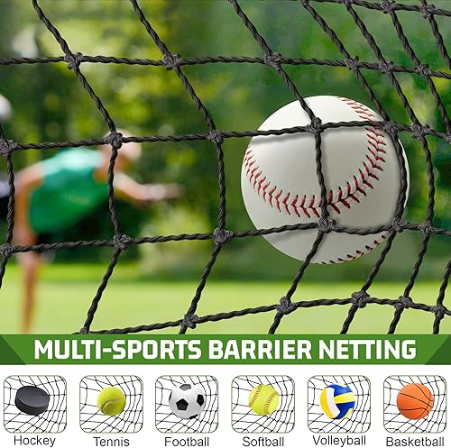 Miniatura 5 de Redes de respaldo de béisbol y softbol, redes de práctica deportiva de alta resistencia, barrera de red deportiva, red de pelota de bricolaje, red