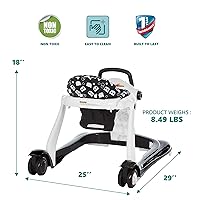 Vista 3 de 2-in-1 Charlie Baby Walker, Easy Convertible Baby Walker, Walk Behind, Height Adjustable, Speed Adjusting Wheels, 360-degree Rotating Seat, Black
