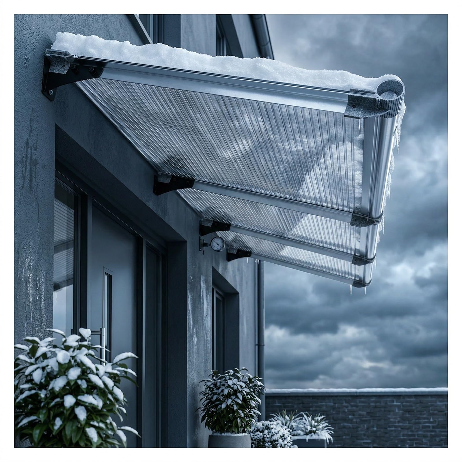 Auvent extérieur avec protection UV et panneau en feuille creuse