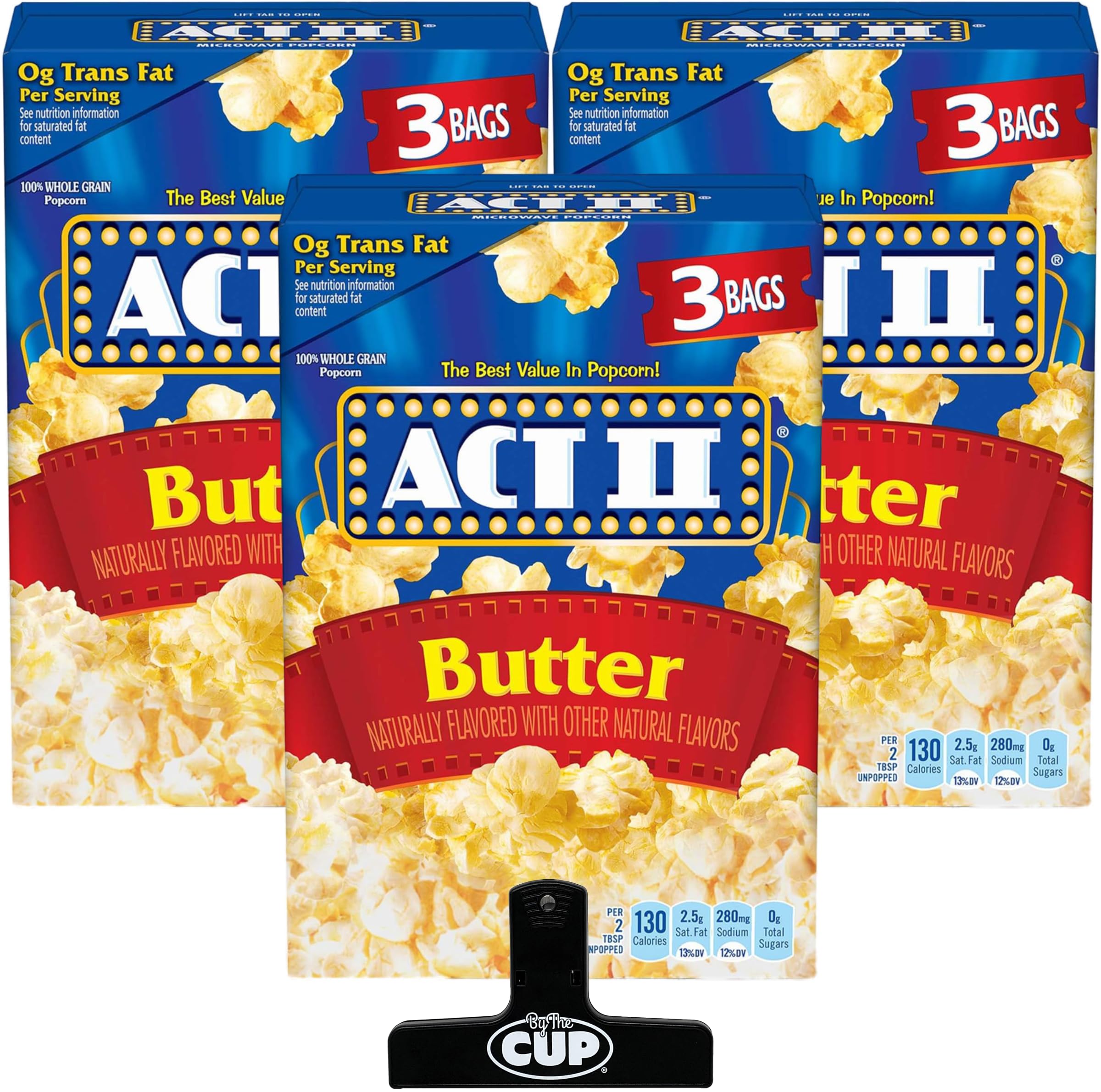 By The CupBag Clip Compatible with Act II Butter Microwave Popcorn, 8.25 oz Box (Pack of 3)