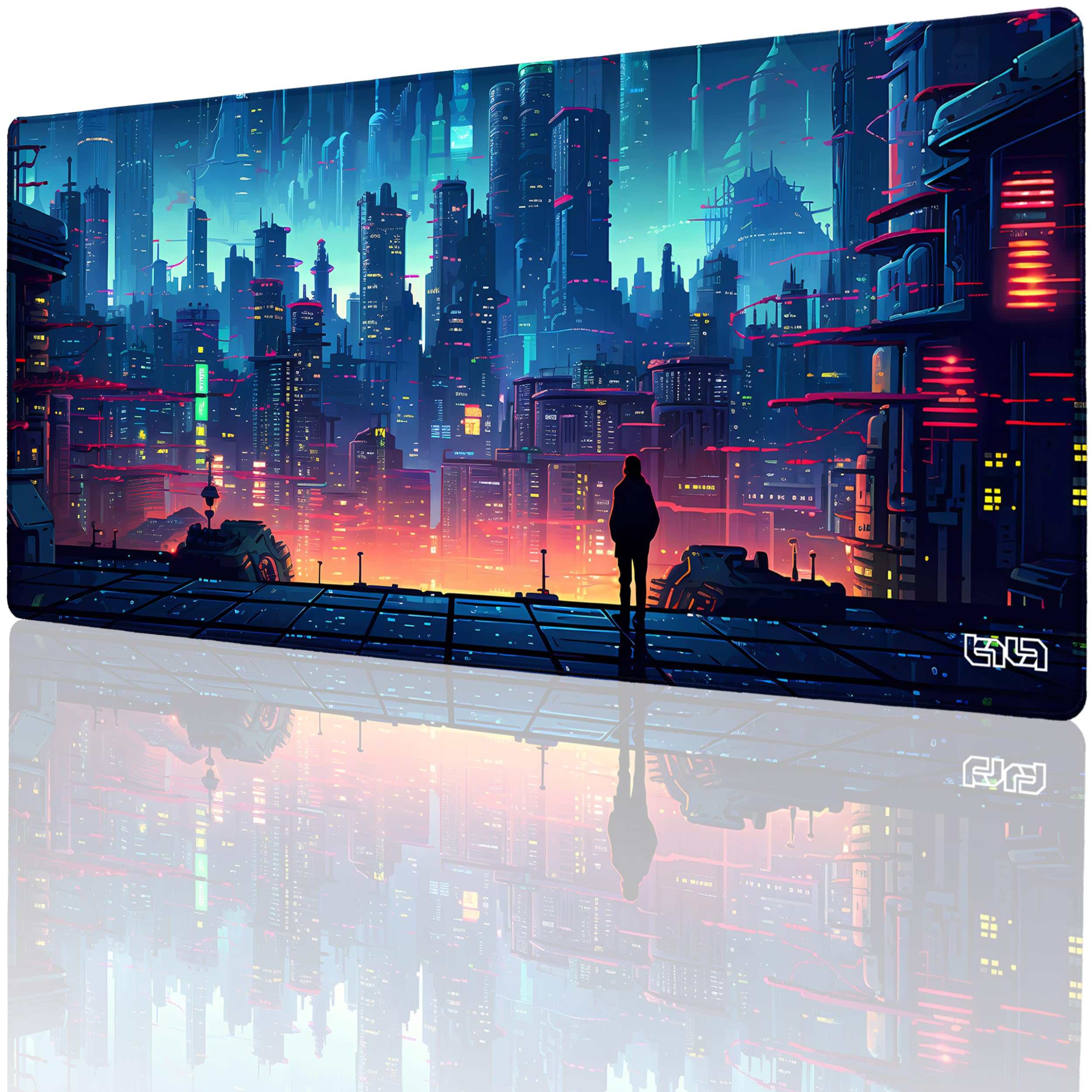 Tilt Tappetino Mouse XXL 90x40 cm | Antiscivolo Sottomano Scrivania | Impermeabile Tappetino Mouse Gaming | Accessori Scrivania Ufficio e PC | Tappetino Scrivania Grande (Retro Cyber)