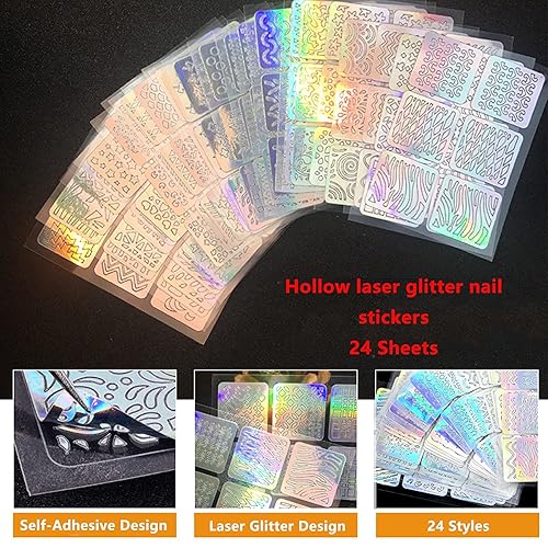 Miniatura 7 de 30 hojas de calcomanías de uñas con flores blancas y 24 hojas de calcomanías para plantillas de uñas