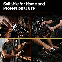 Vista 8 de TOOLGUARDS Juego completo de llaves de trinquete de 33 piezas, métricas y estándar, juego de llaves de trinquete combinadas, tamaño grande