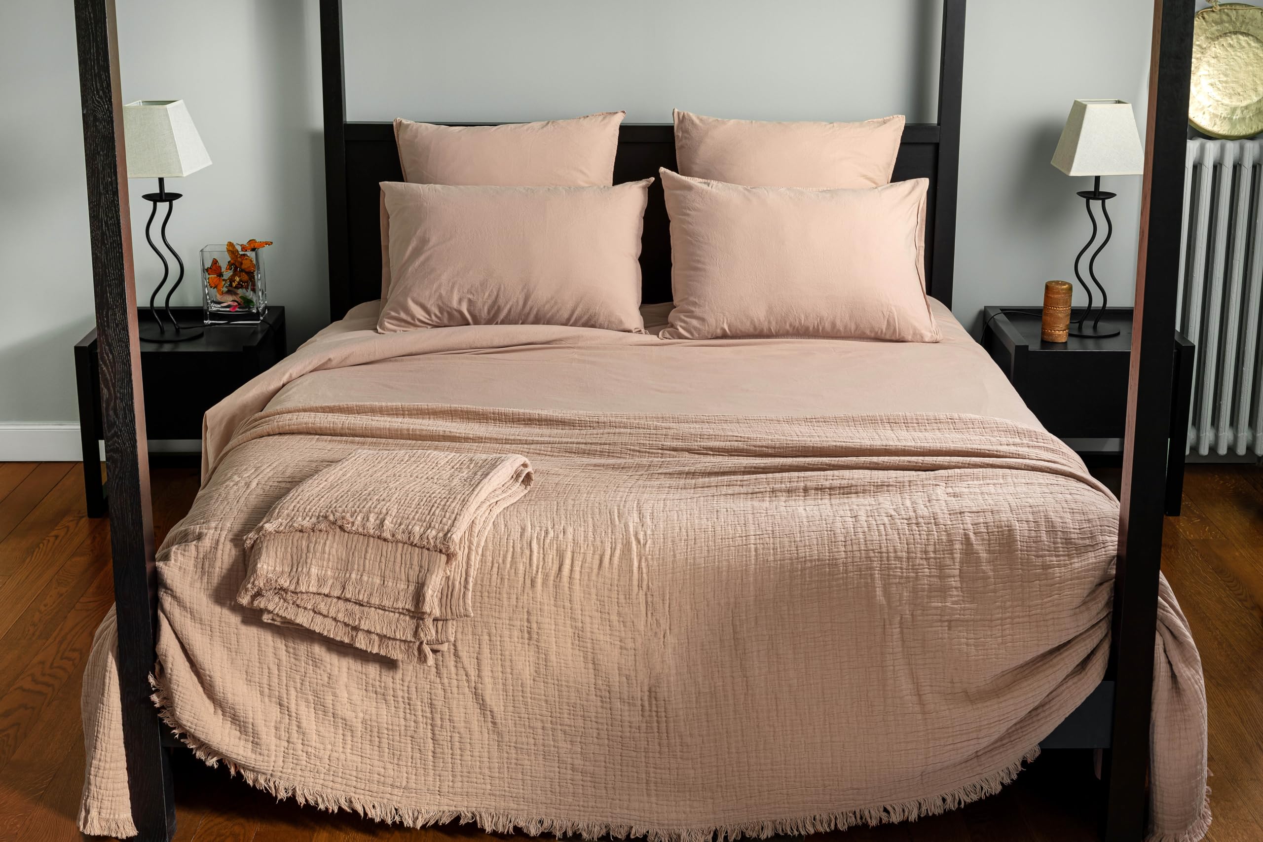 Cap Ferret Washed Cotton Fitted Sheet, 180 x 200 cm, Pebble
