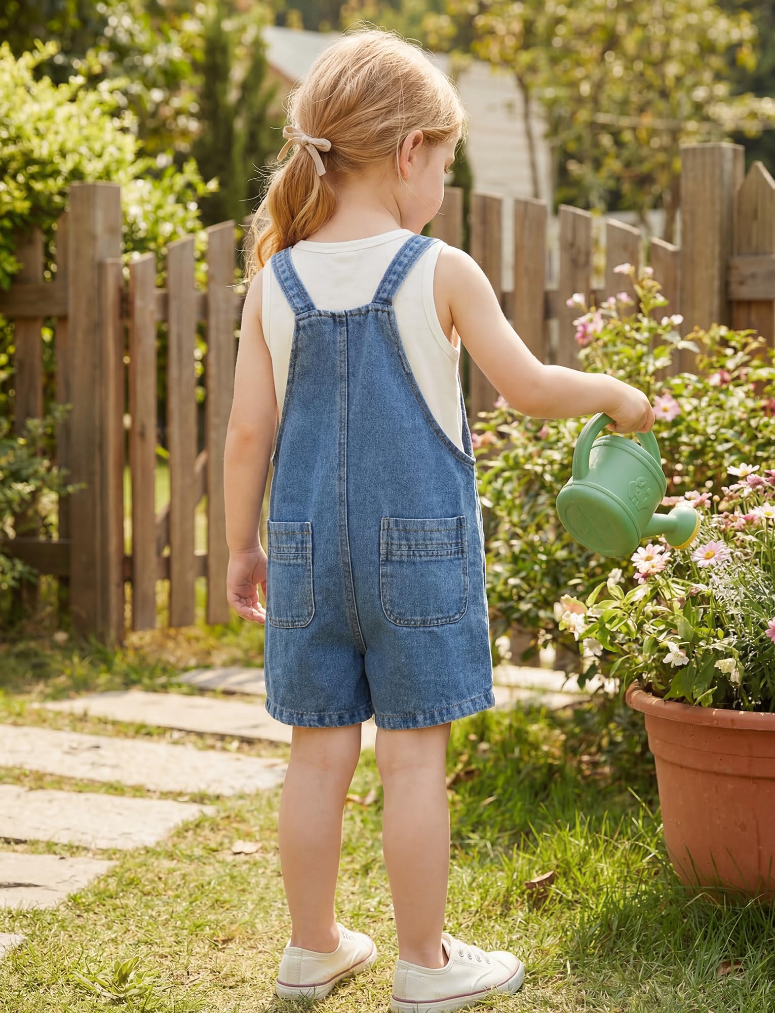 Happy Cherry Salopette en jean pour bébé garçon fille avec poche printemps été coton doux denim bretelles réglables salopette 6 mois à 5 ans