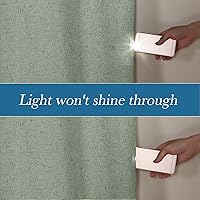 Vista 159 de H.VERSAILTEX Cortinas 100% opacas con aislamiento térmico, texturizadas, de lino, con bloqueo completo de calor y luz, para sala de estar y Negro