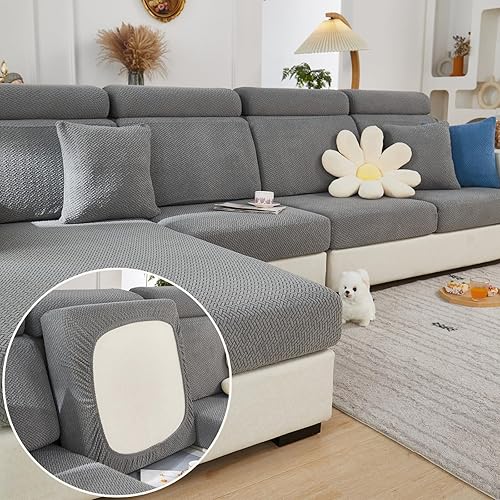 Miniatura 13 de Juego de 2 fundas para reposabrazos de sofá, de poliéster, elásticas, antideslizantes, protectores de muebles, lavables, color blanco crema, mediano