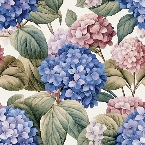 IHR Ideal Home Range Party Napkins Disposable 3-Ply Paper Lunch Napkin Pack, 6.5" x 6.5", Painted Hydrangea, 20-Count