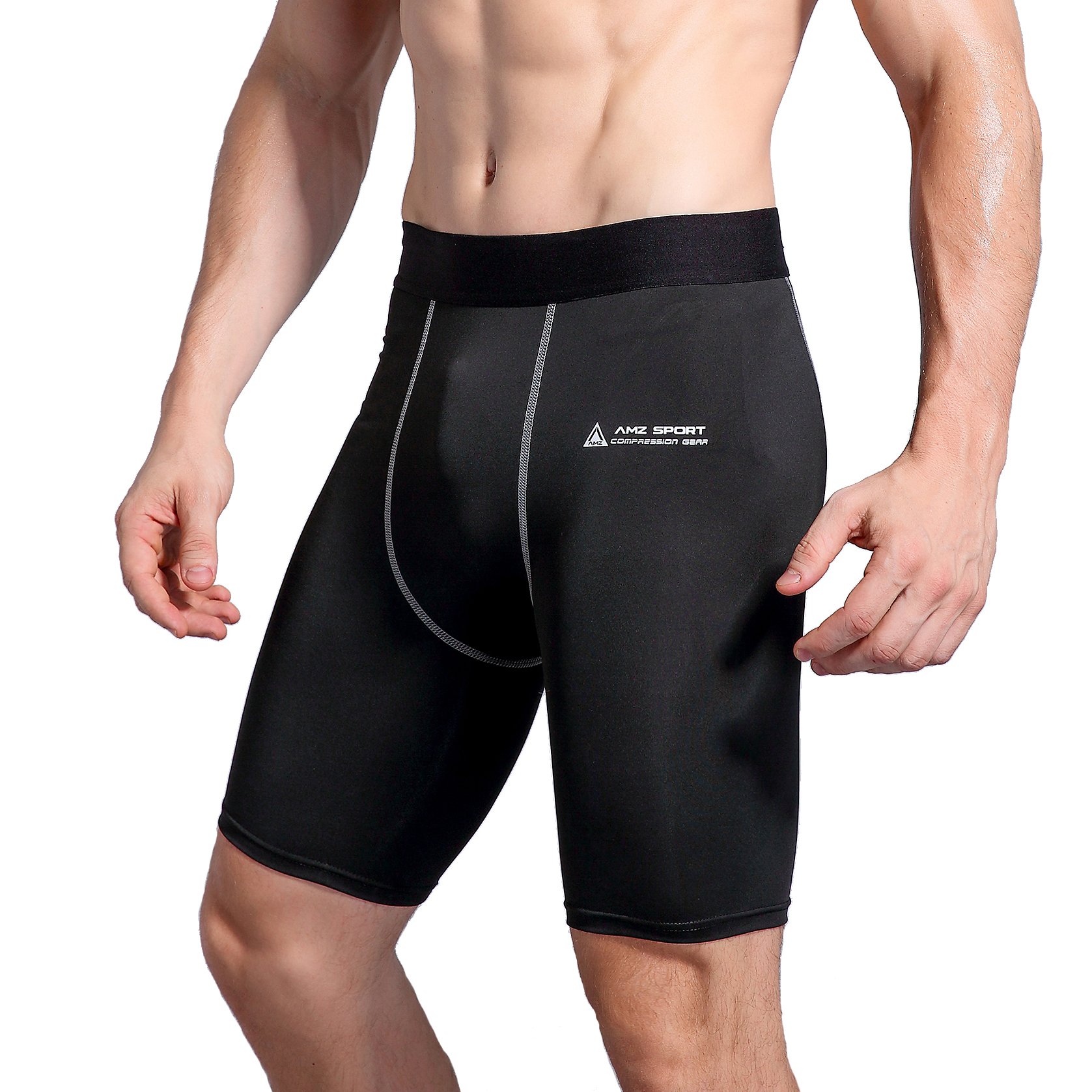 Amzsport Mens Sports Compression Shorts Running Tights Cool Dry
