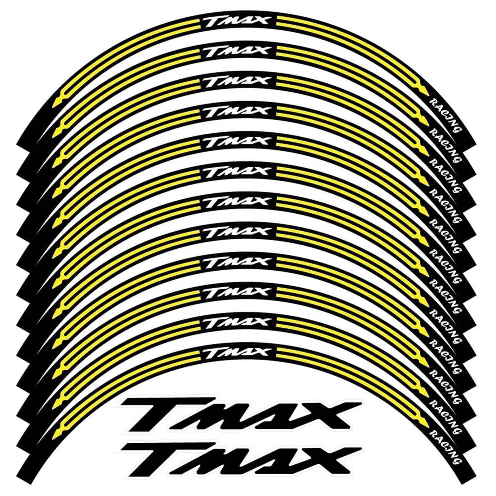 Stickers Motorcycle Reflective Rim Stripe Stickers Edge Full Set for TMAX 500 for 530(Yellow)
