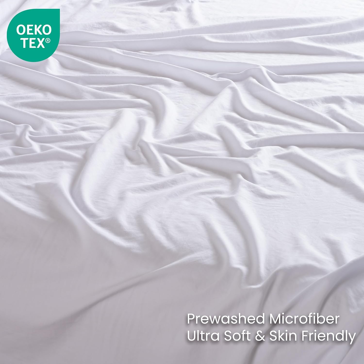 Ranunculus 4 Piece Bed Sheet Set, King Fitted Sheet & Flat Sheet & 2 Pillowcases, Ultra Soft Prewashed Microfiber Cotton-Like - 16" Deep Pocket, Breathable, Fade Resistant,Easy Care (White,King)