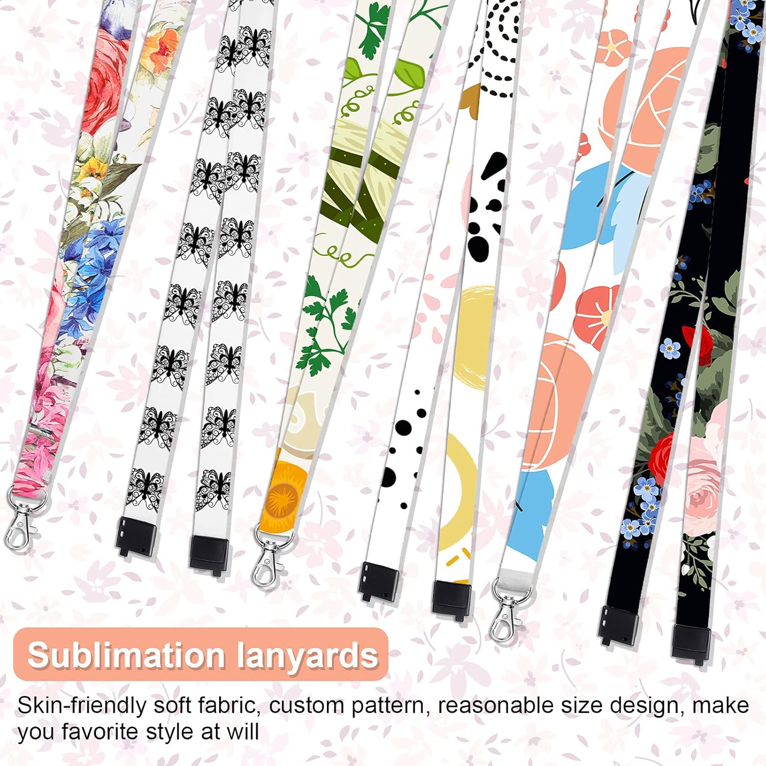 Shihanee 40 Pcs Sublimation Blank Lanyards White Neck Lanyards Blank DIY with Detachable Buckles Heat Transfer for Keychain ID Card Name Badge Holder Mobile Phone