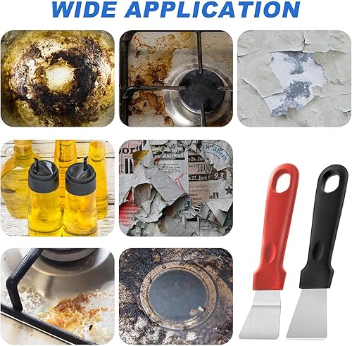 Miniatura 6 de Amaxiu 2 raspadores de limpieza, raspadores para hornos, estufas de inducción, congelador, raspador de acero inoxidable, herramientas de limpieza de