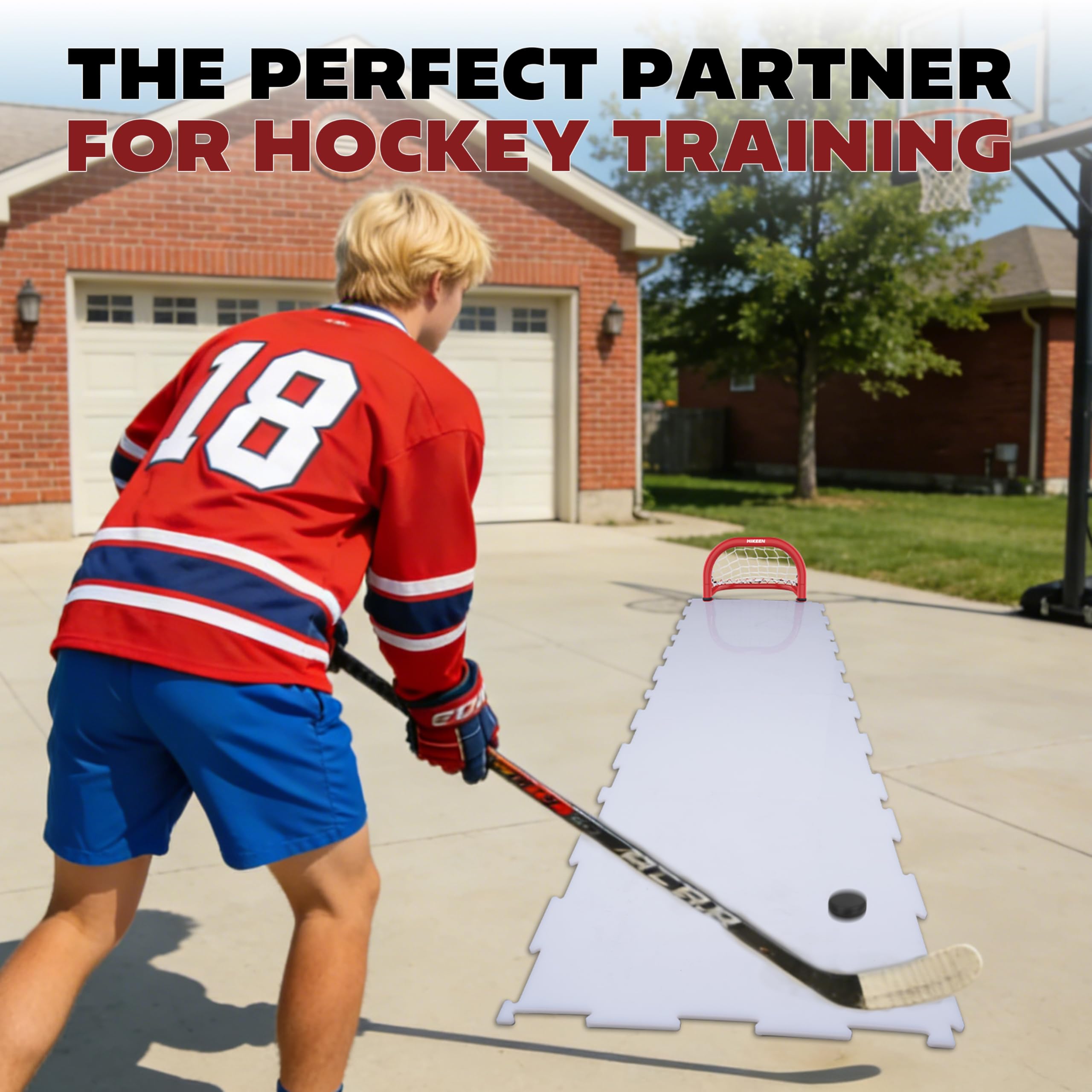 BOOSTEADY 2PCS Mini Portail de Hockey sur Glace, 14" x 8" Kit de But de Hockey de Rue avec Cadre en Fer Durable & Filet en Nylon & 4 Palets, Entraînement de Hockey pour Améliorer La Précision