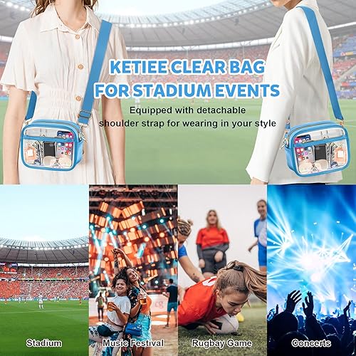 Miniatura 3 de KETIEE Bolso cruzado transparente, aprobado para estadios, para conciertos, eventos deportivos, festivales