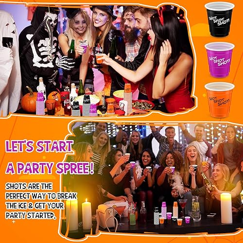 Miniatura 3 de Lounsweer 100 vasos de plástico para Halloween, vasos desechables de 2 onzas, mini vasos de fiesta de 2 onzas para despedida de soltera, cumpleaños,