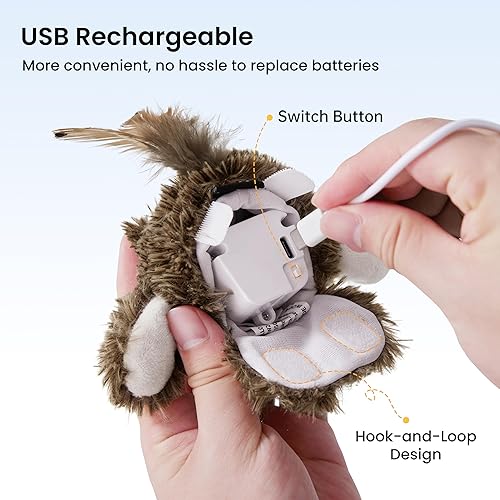 Miniatura 6 de Flappy Bird - Juguete interactivo para gatos, con bolsa de hierba gatera para gatito aburrido en interiores, juguete de búho activado al tacto