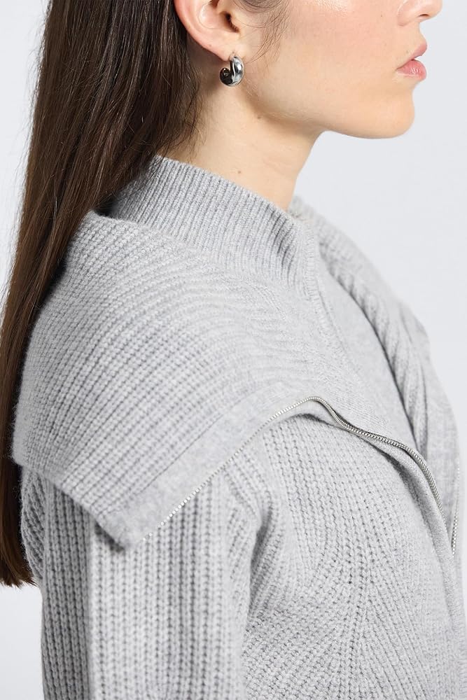Derek Lam 10 Crosby Jayne Layered Zip Front Sweater, Grey, XS at