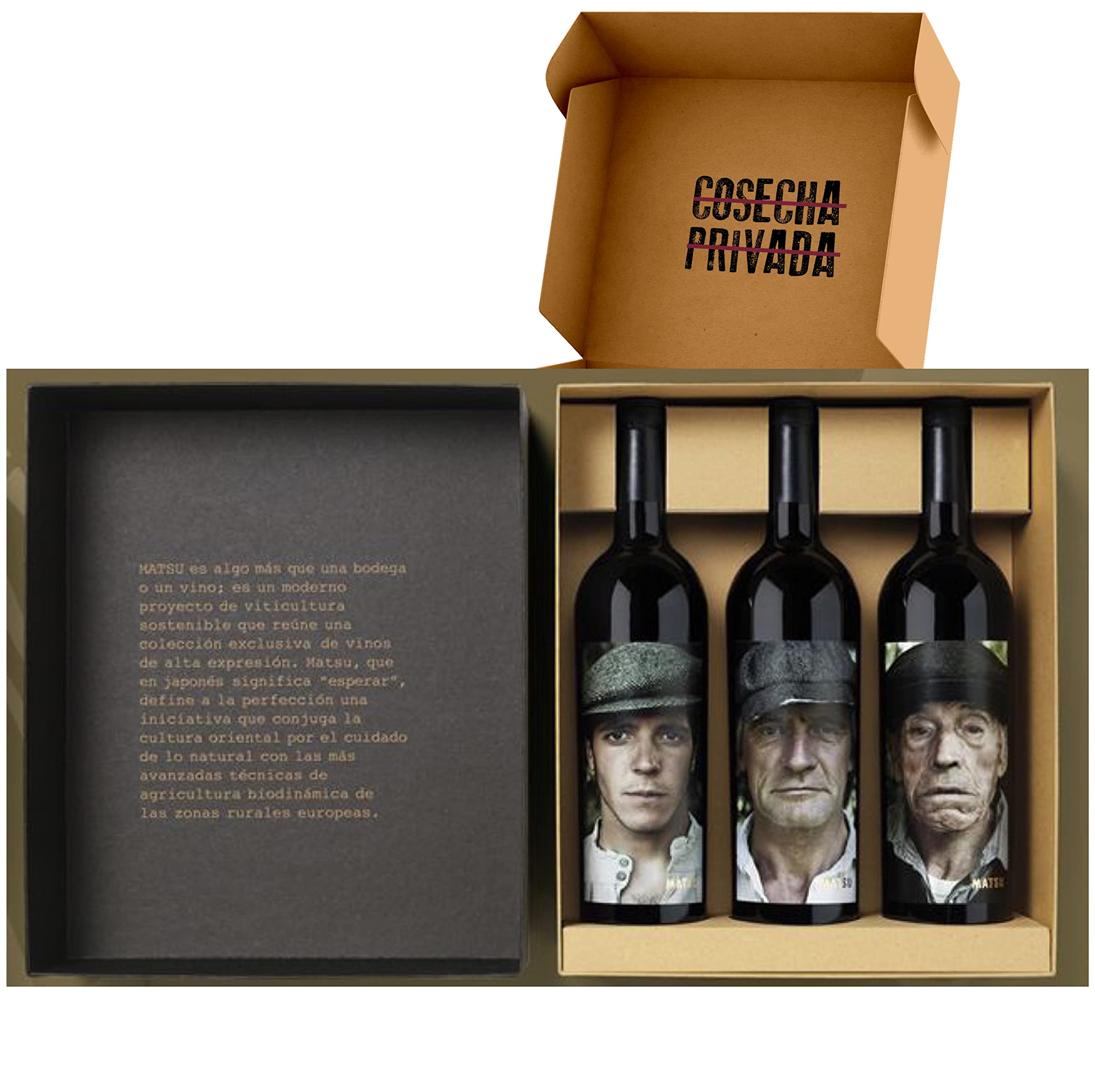 Matsu - Estuche Regalo Vino Edición Limitada. Trilogía de Matsu, El Pícaro – El Recio – El Viejo, seleccionado y enviado por Cosecha Privada. 3 Botellas