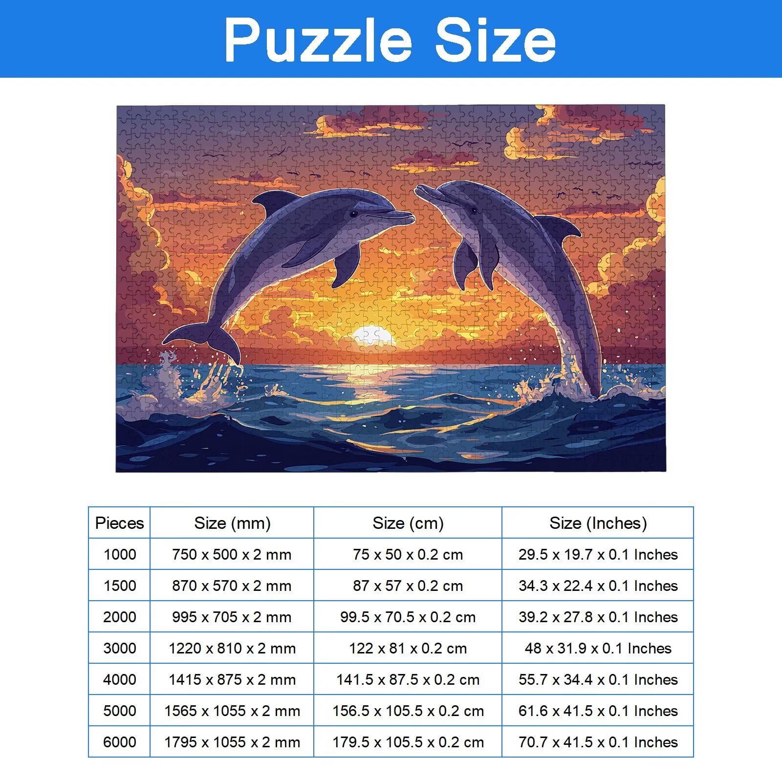 Puzzle 5000 Pezzi Delfino, Puzzle Paesaggio 5000 Pezzi Arte per Adulti e Bambini, Misura: 156.5x105.5 cm, Puzzles Legno per Adulti con Squisita Scatola di Imballaggio, Regalo Donna, Regalo Uomo, -8175
