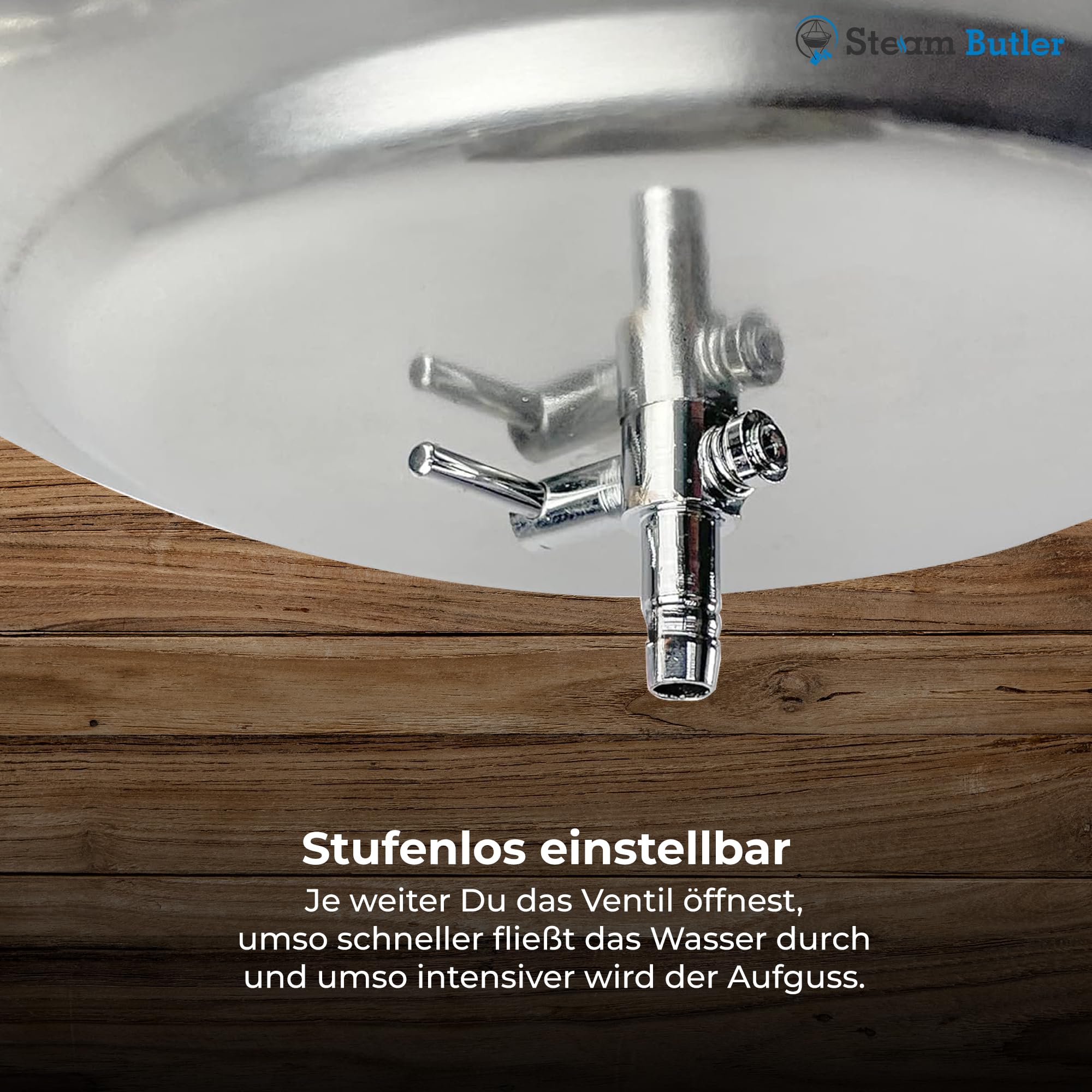 Original Steam Butler Home - Automatischer Aufguss für die Sauna/Heimsauna/Gartensauna - Material: Edelstahl - Stufenlos Intensität einstellbar -