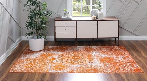Miniatura 3 de Rugs.com Alfombra de la colección Monte Carlo, alfombra mediana naranja de 4 x 6 pies, perfecta para salas de estar, comedores grandes, planos
