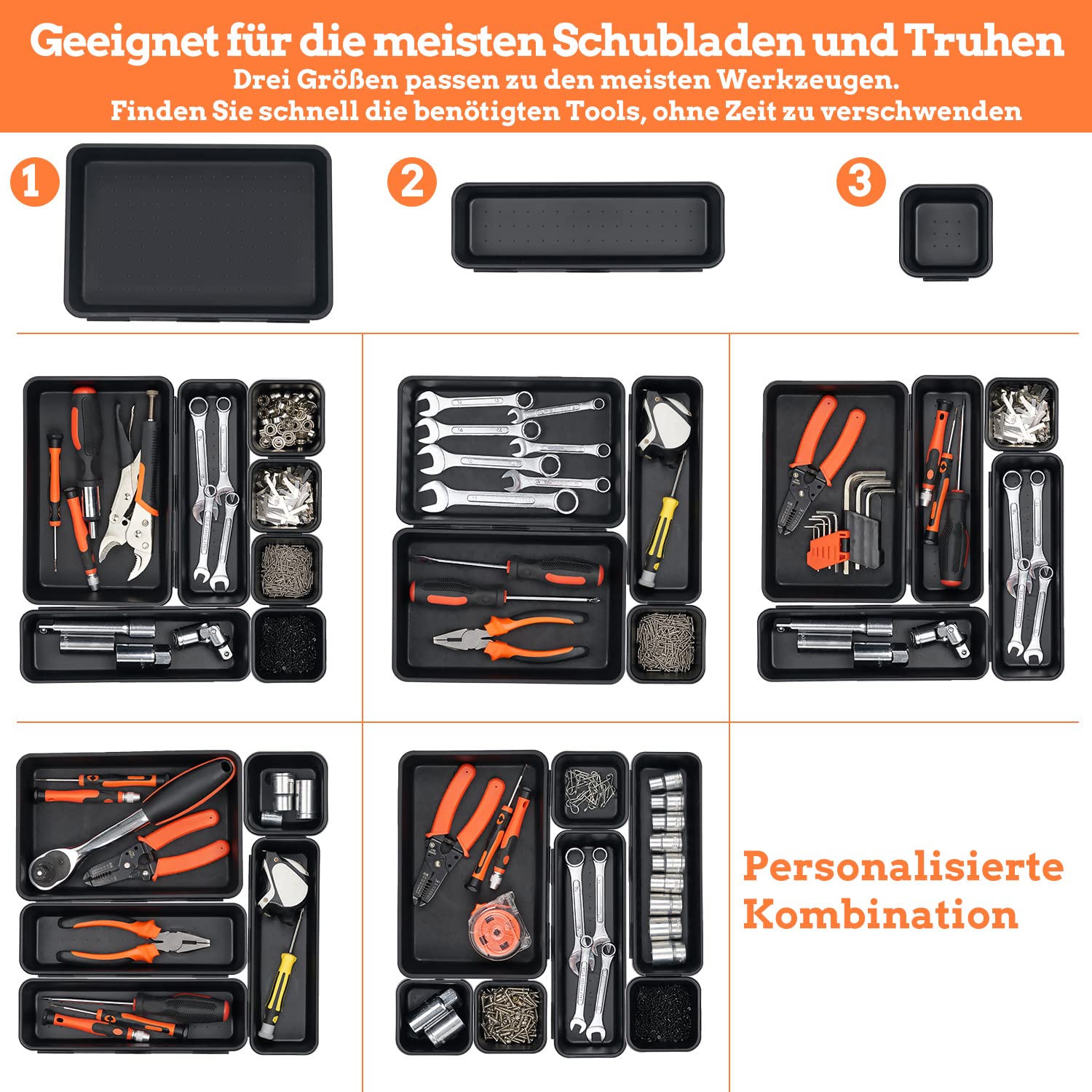 45 Stück Werkzeugkoffer Leer Organizer Sortierbox, Werkzeugaufbewahrung Schubladen Ordnungssystem Werkzeugkasten Organizer, aufbewahrungsbox Sortierboxen Für Kleinteile, Schrauben, Gadgets, Werkstatt.