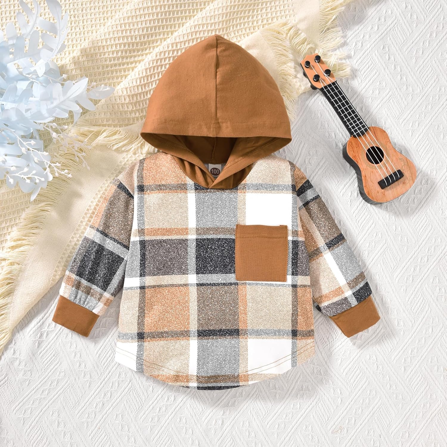 HINTINA Toddler Little Boy Plaid Sweatsuit Outfits Long Sleeve Hooded Sweatshirt Hoodie Fall Winter Clothes Clothing Set - Image 5